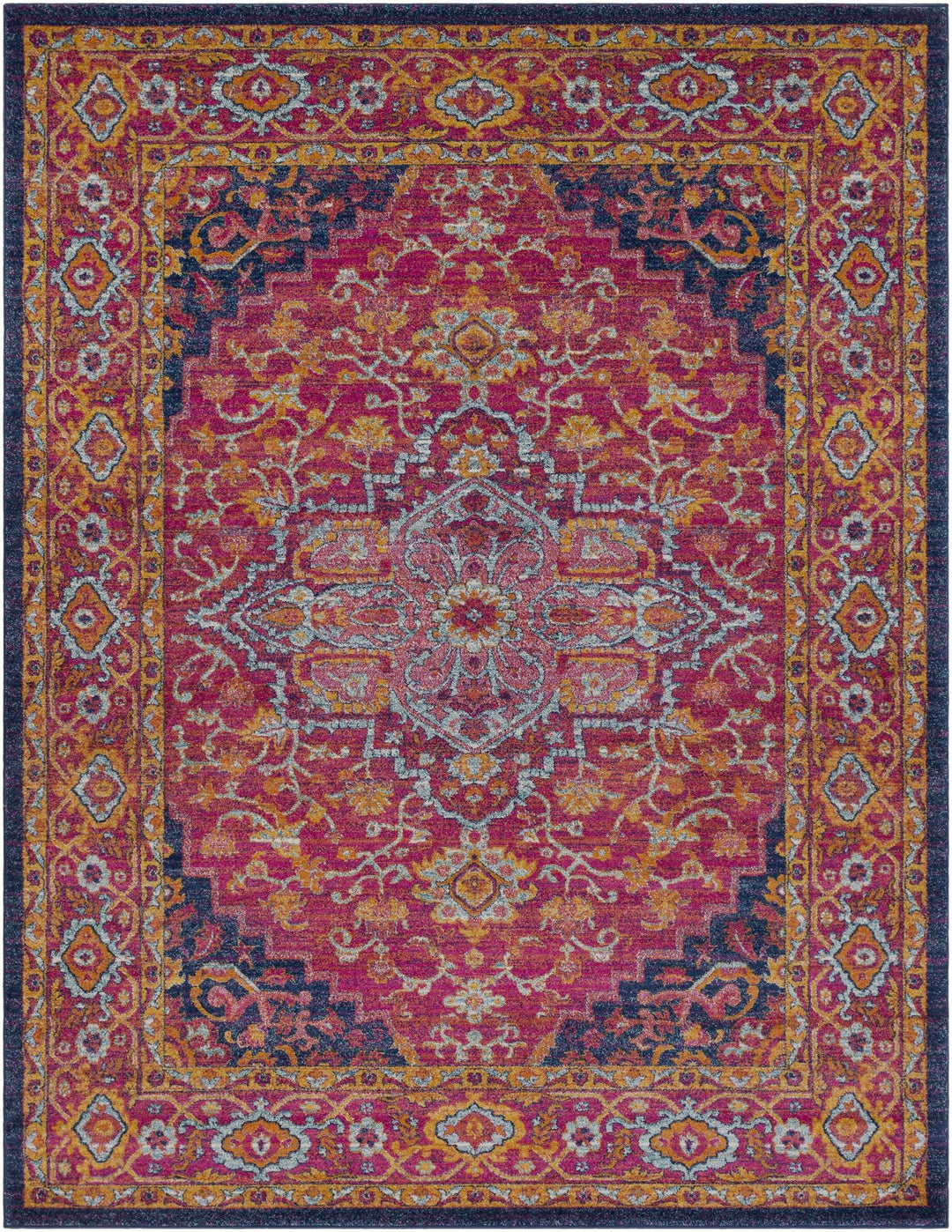 Inverkeithing Traditional Pink And Navy Area Rug - The Rug Decor