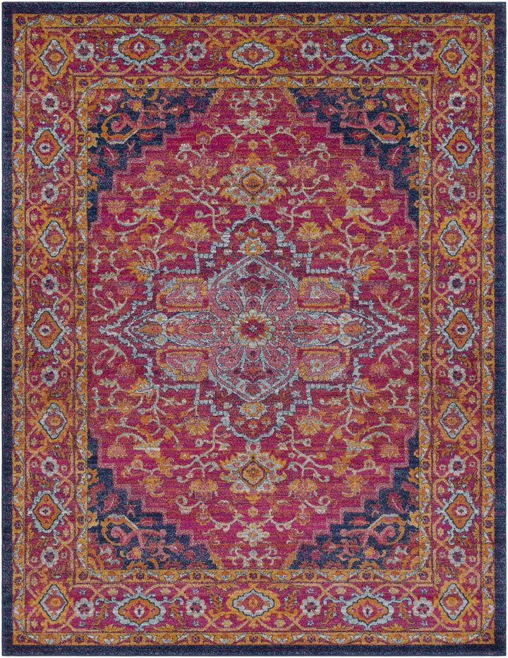 Inverkeithing Traditional Pink And Navy Area Rug - The Rug Decor
