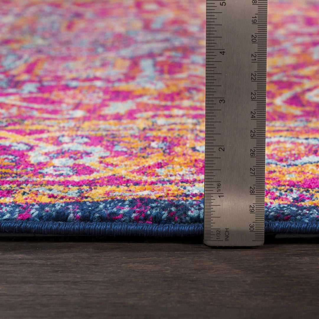 Inverkeithing Traditional Pink And Navy Area Rug - The Rug Decor