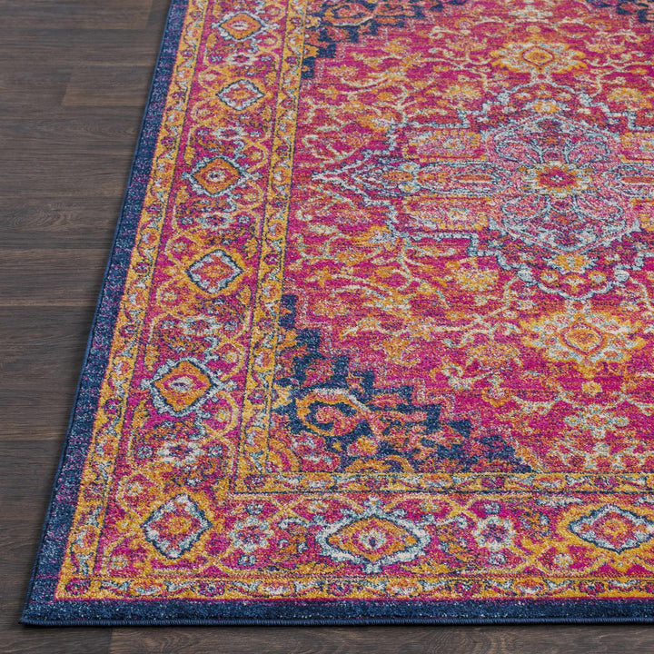 Inverkeithing Traditional Pink And Navy Area Rug - The Rug Decor