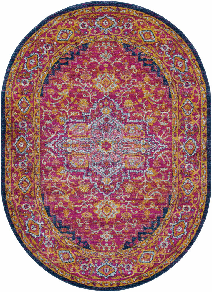 Inverkeithing Traditional Pink And Navy Area Rug - The Rug Decor