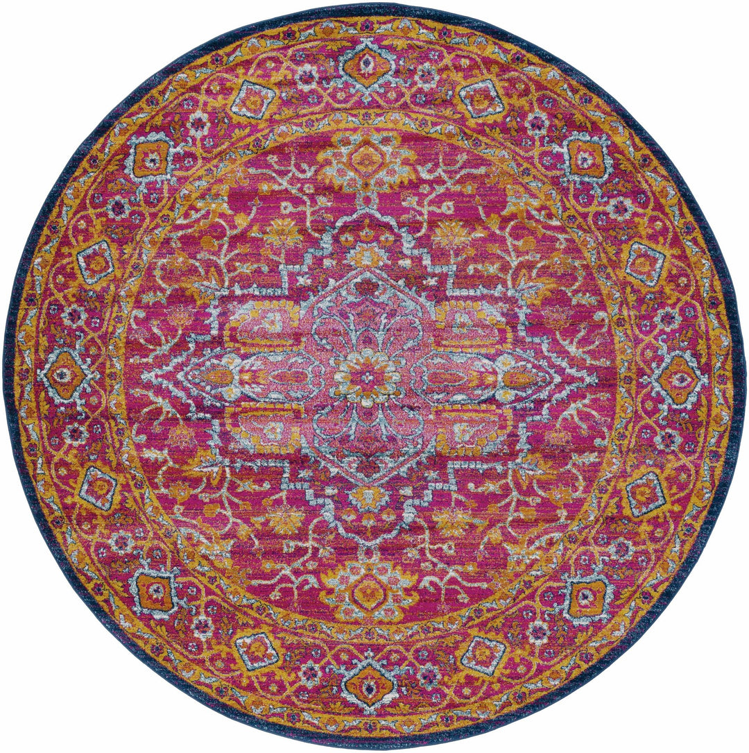 Inverkeithing Traditional Pink And Navy Area Rug - The Rug Decor