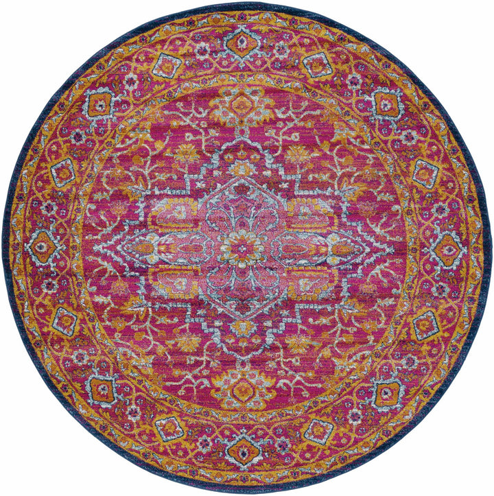 Inverkeithing Traditional Pink And Navy Area Rug - The Rug Decor