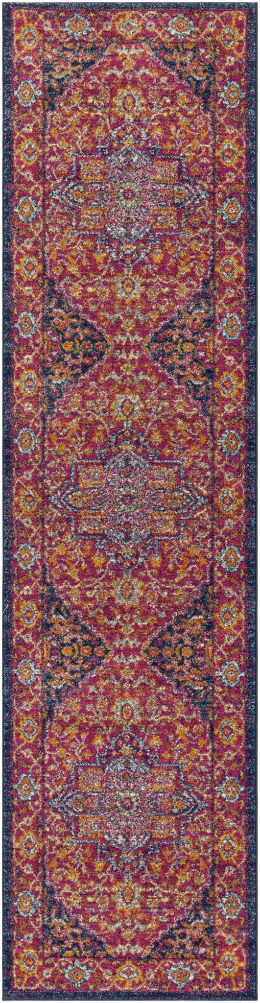 Inverkeithing Traditional Pink And Navy Area Rug - The Rug Decor