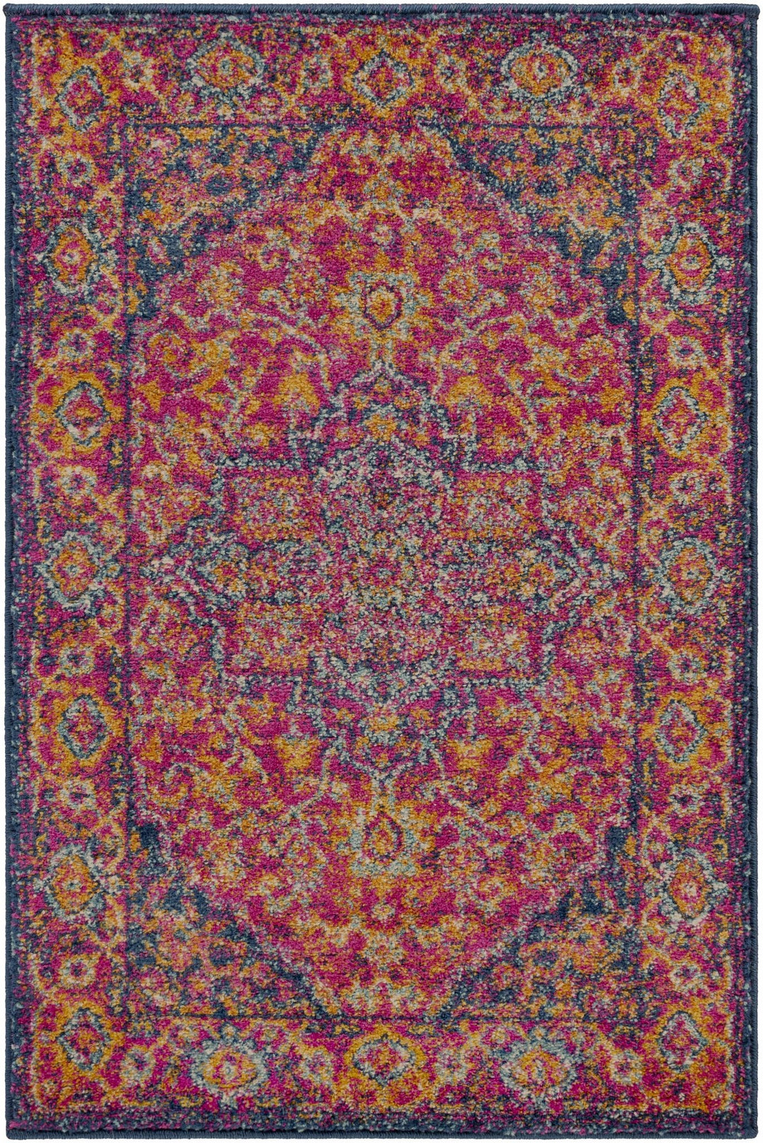 Inverkeithing Traditional Pink And Navy Area Rug - The Rug Decor