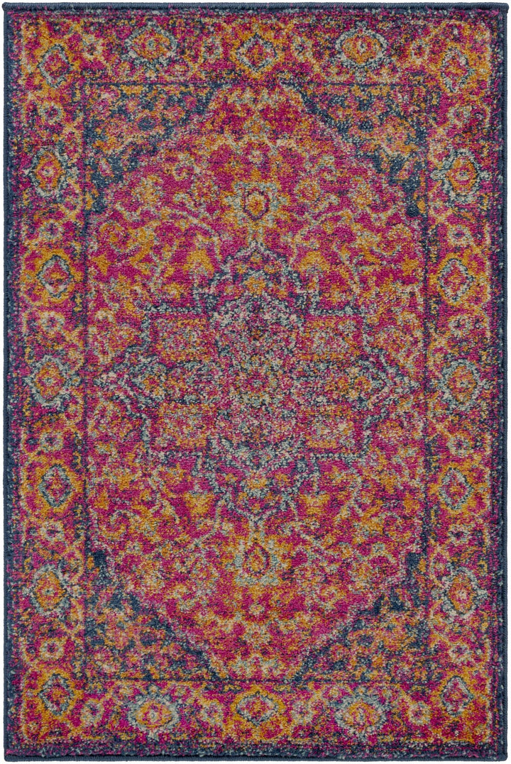 Inverkeithing Traditional Pink And Navy Area Rug - The Rug Decor