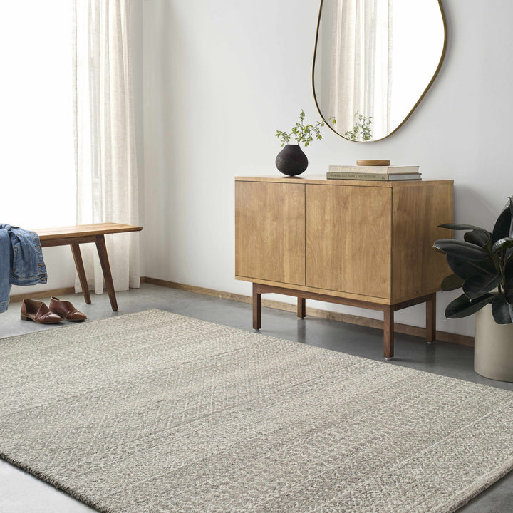 Iokua Contemporary Geometrical Beige Hand Tufted Area Rug