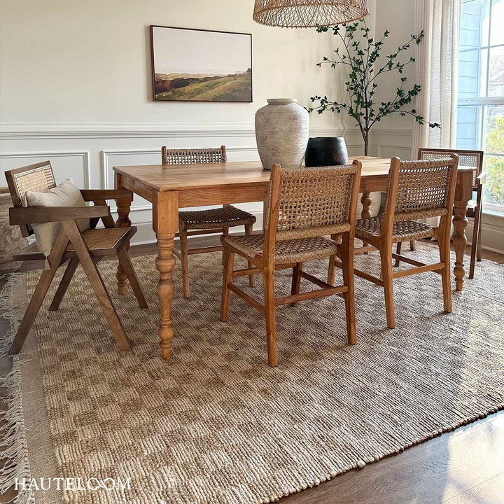 Ionut Modern Beige And Tan Checkered Jute Area Rug - The Rug Decor