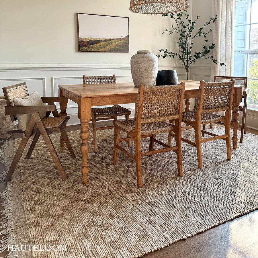 Ionut Modern Beige And Tan Checkered Jute Area Rug - The Rug Decor