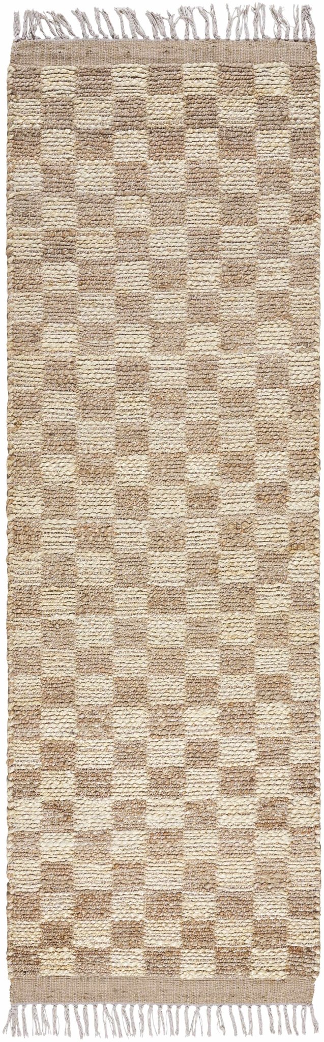 Ionut Modern Beige And Tan Checkered Jute Area Rug - The Rug Decor
