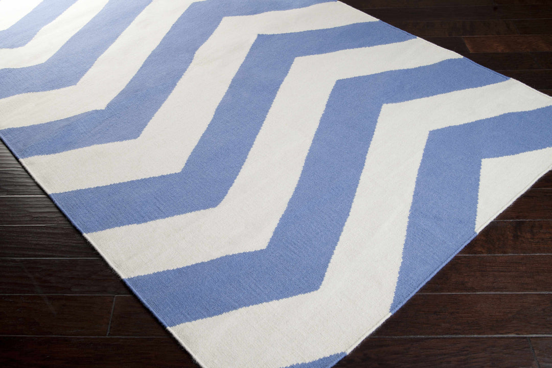 Irmo  Ivory And Blue Modern Style Hand Woven Area Rug