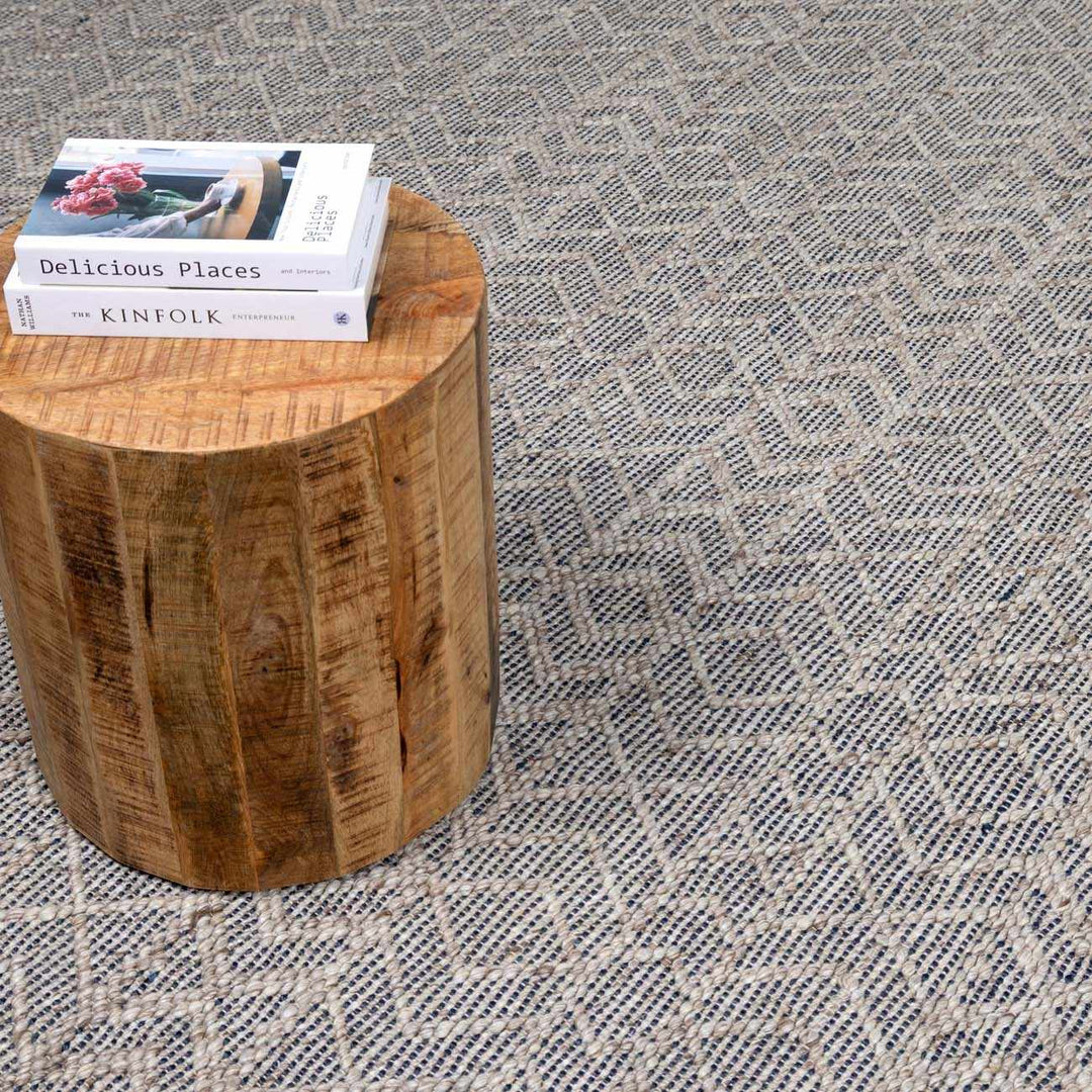 Ironia Bohemian Gray And Blue Hand Woven Wool Area Rug - The Rug Decor