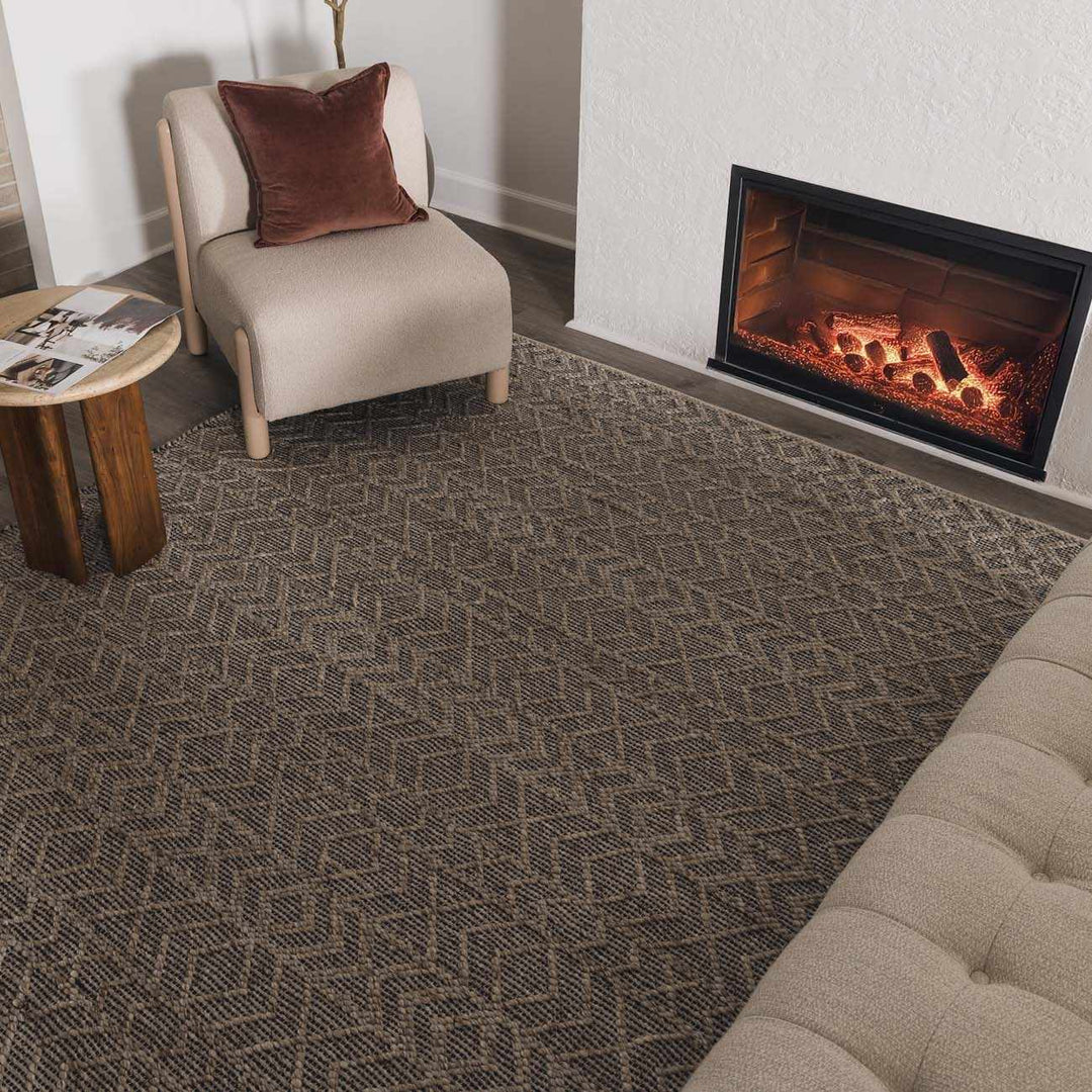Ironia Bohemian Gray And Blue Hand Woven Wool Area Rug - The Rug Decor