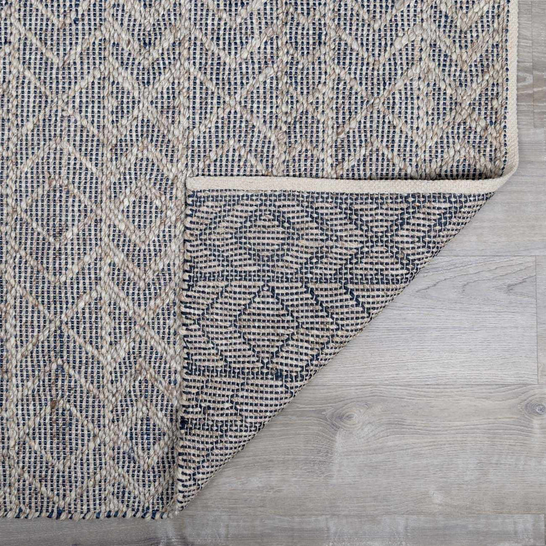 Ironia Bohemian Gray And Blue Hand Woven Wool Area Rug - The Rug Decor