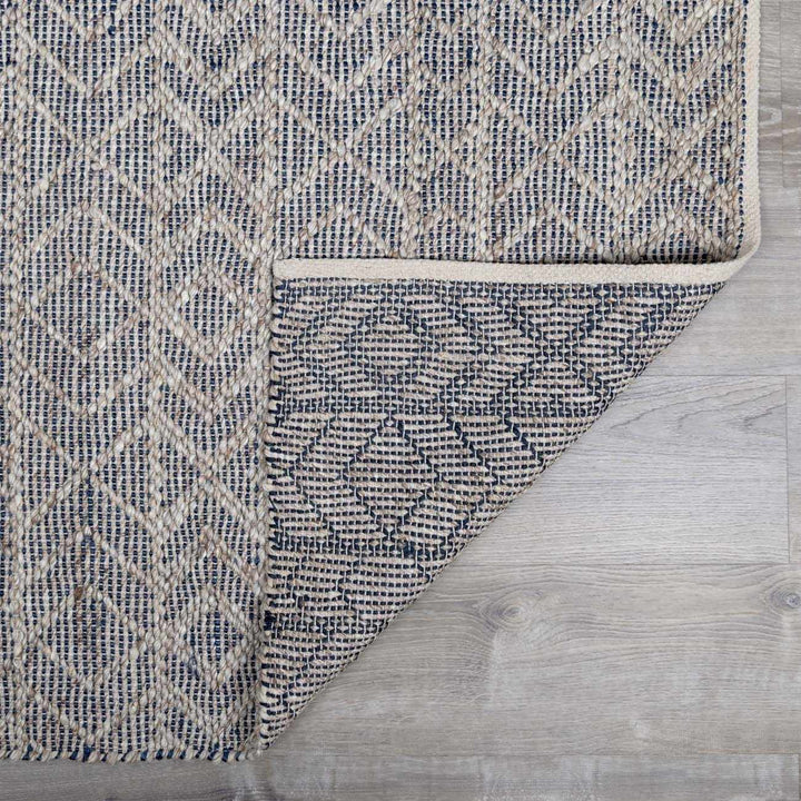 Ironia Bohemian Gray And Blue Hand Woven Wool Area Rug - The Rug Decor
