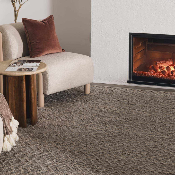 Ironia Bohemian Gray And Blue Hand Woven Wool Area Rug - The Rug Decor
