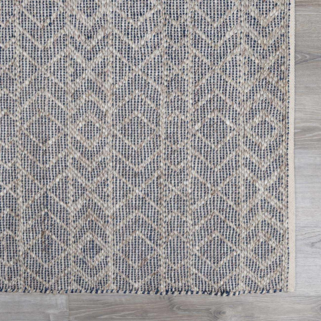 Ironia Bohemian Gray And Blue Hand Woven Wool Area Rug - The Rug Decor