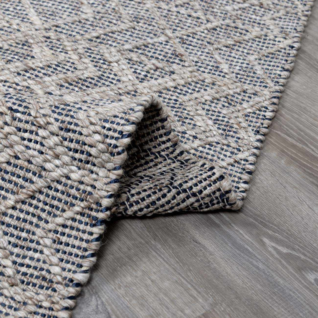 Ironia Bohemian Gray And Blue Hand Woven Wool Area Rug - The Rug Decor