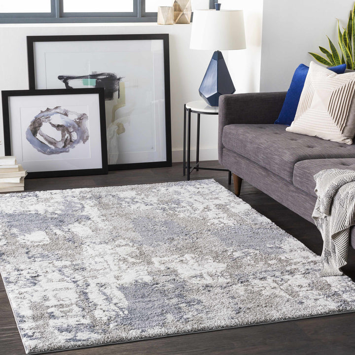 Iroquois Contemporary Abstract Gray And Ivory Area Rug