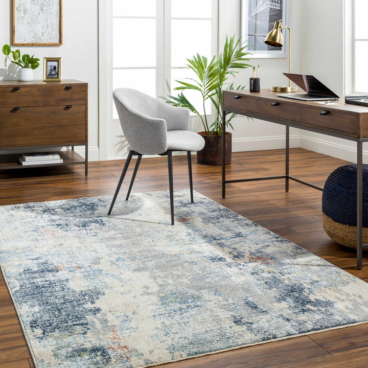 Iryna Contemporary Abstract Gray and Blue Area Rug - The Rug Decor