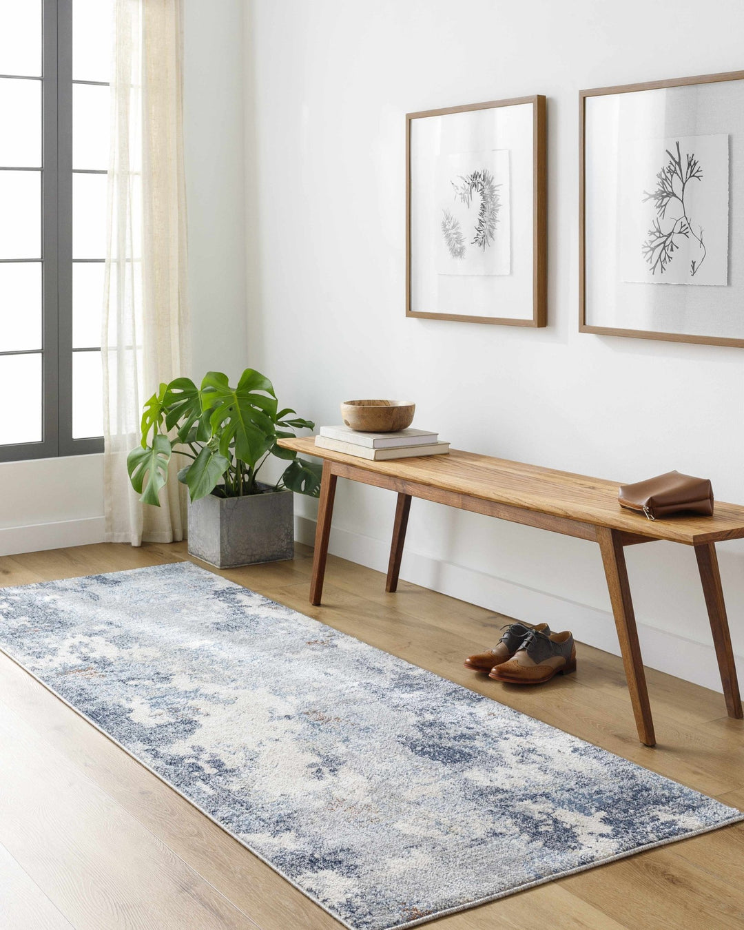 Iryna Contemporary Abstract Gray and Blue Area Rug - The Rug Decor