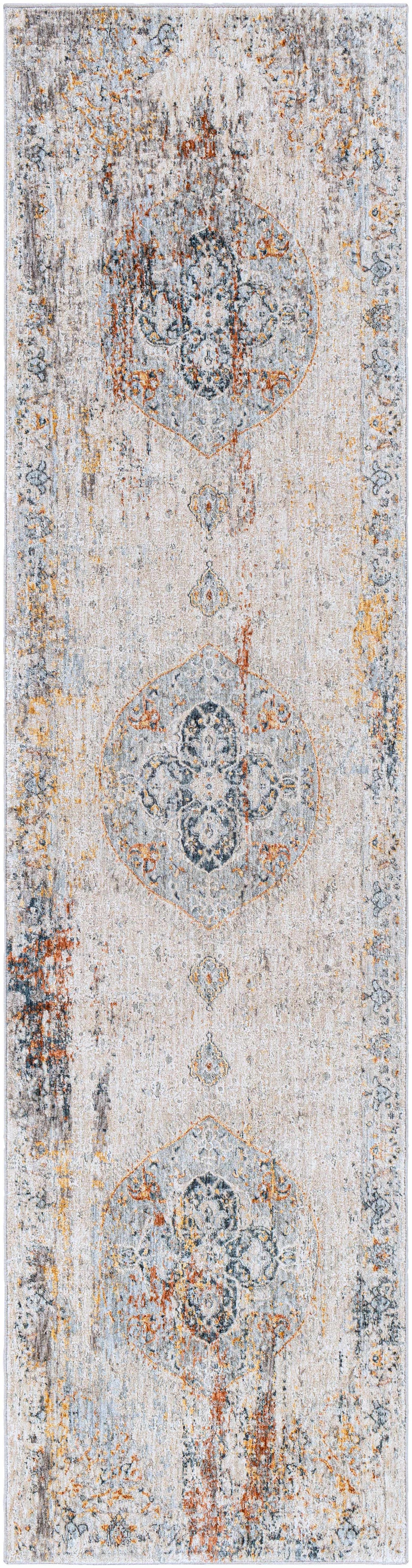 Isaac Ivory And Blue Traditional Style Area Rug