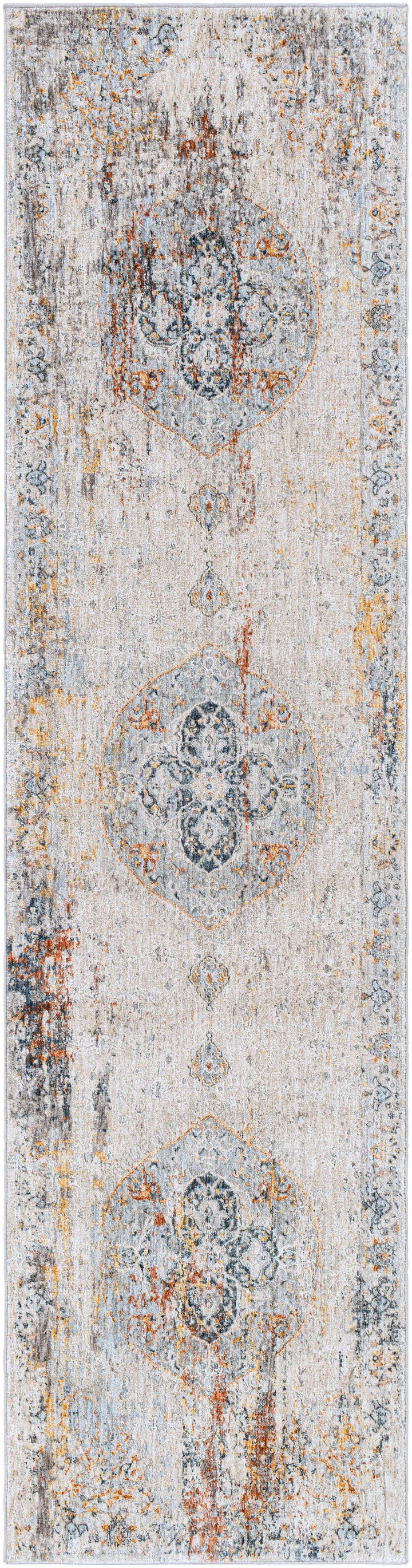 Isaac Ivory And Blue Traditional Style Area Rug