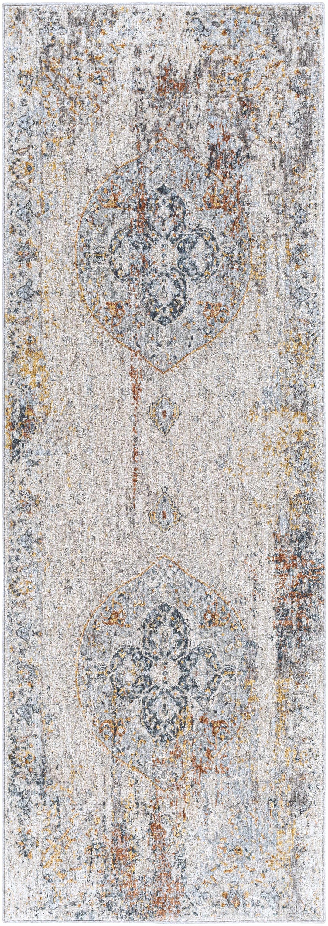 Isaac Ivory And Blue Traditional Style Area Rug