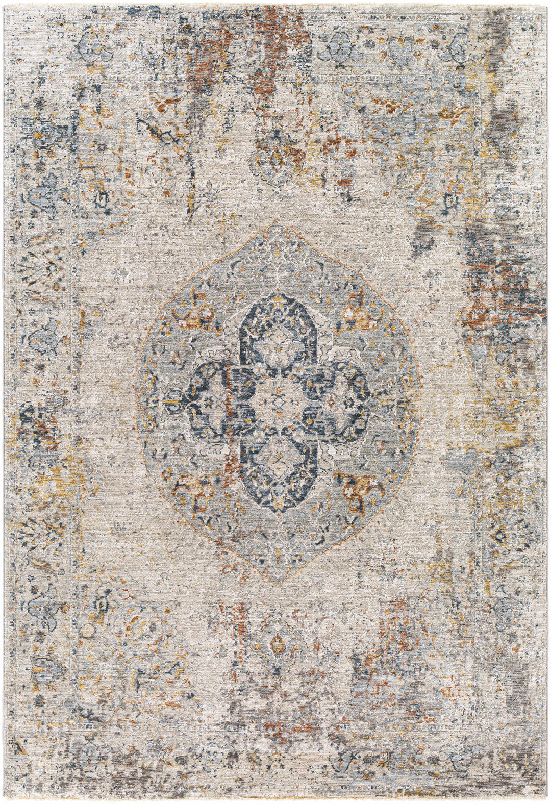 Isaac Ivory And Blue Traditional Style Area Rug