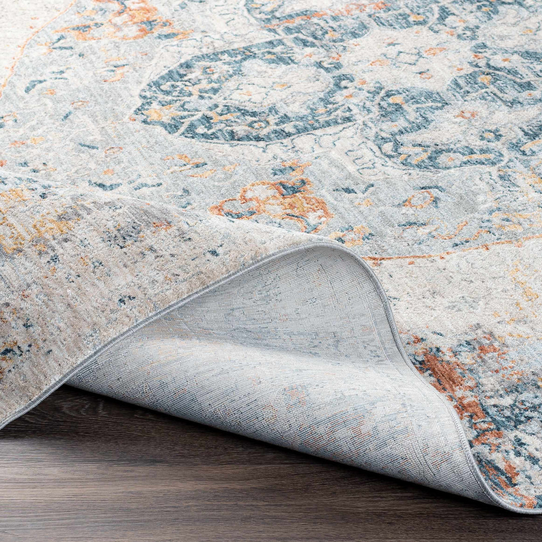 Isaac Ivory And Blue Traditional Style Area Rug
