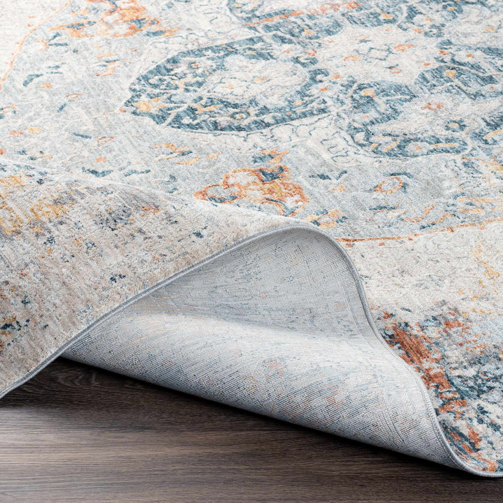 Isaac Ivory And Blue Traditional Style Area Rug