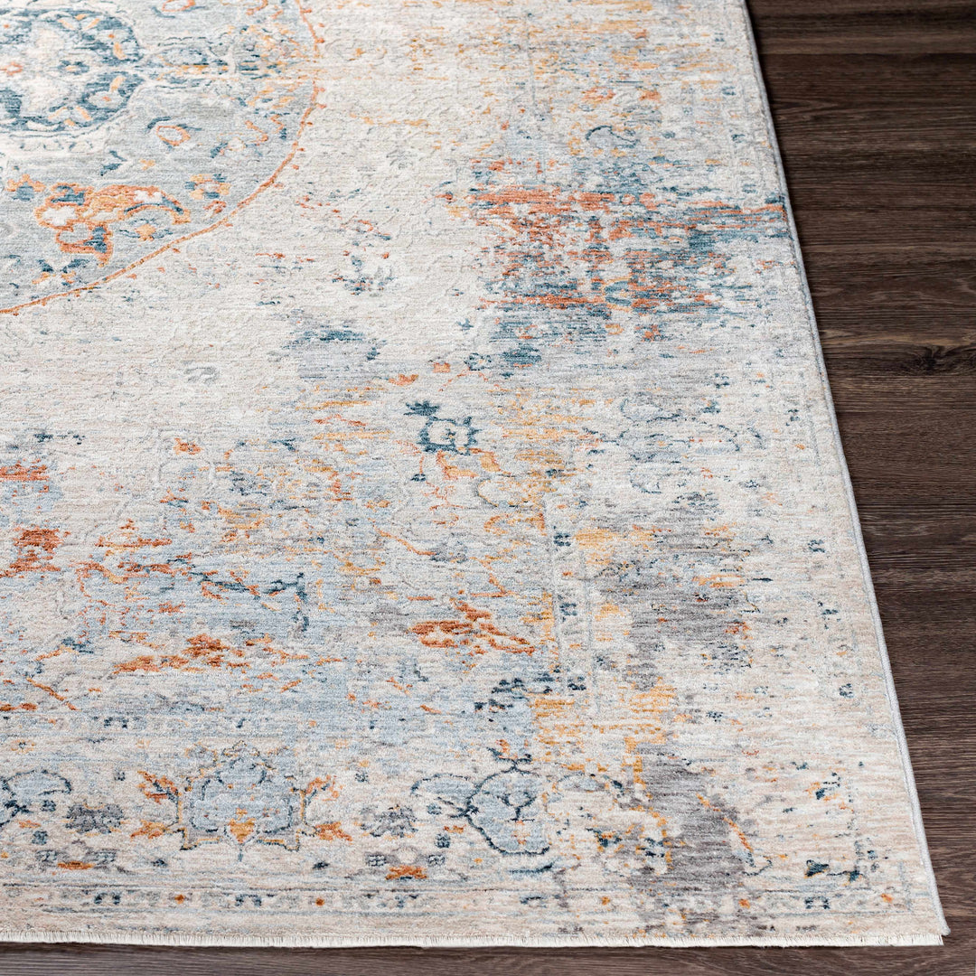 Isaac Ivory And Blue Traditional Style Area Rug