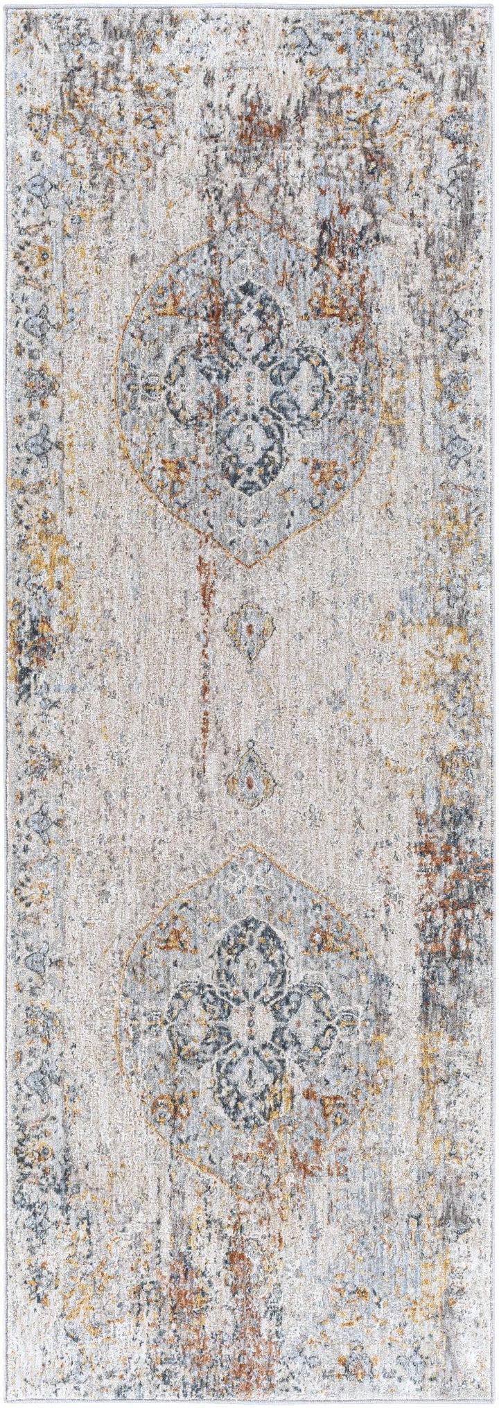 Isaac Ivory And Blue Traditional Style Area Rug - The Rug Decor