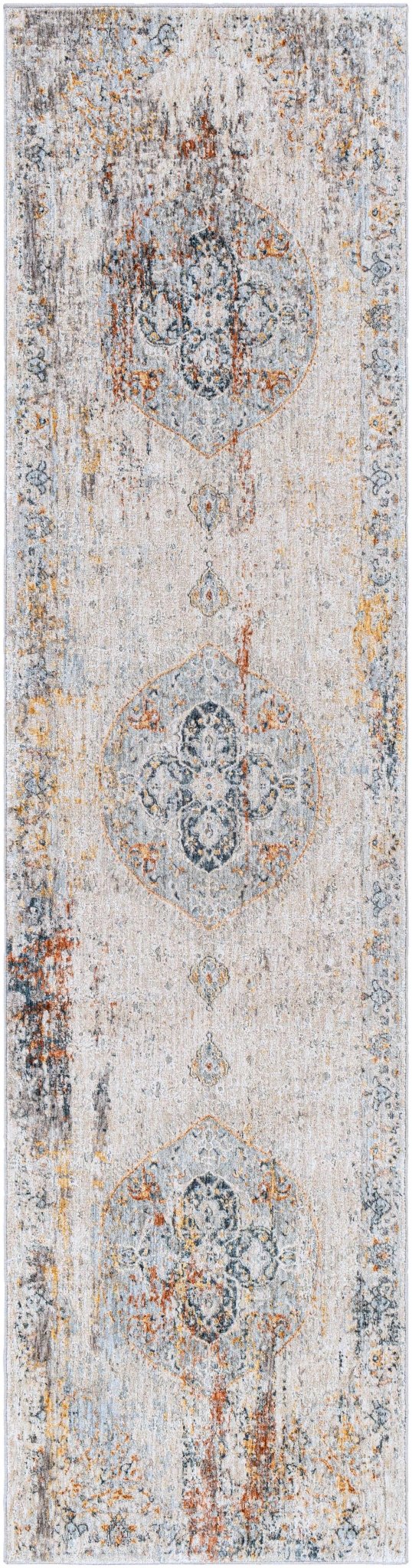 Isaac Ivory And Blue Traditional Style Area Rug - The Rug Decor