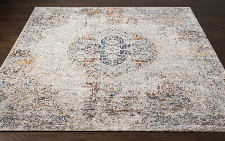 Isaac Ivory And Blue Traditional Style Area Rug