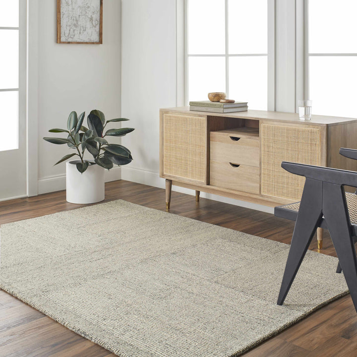 Isamu Beige Contemporary Geometrical Design Area Rug