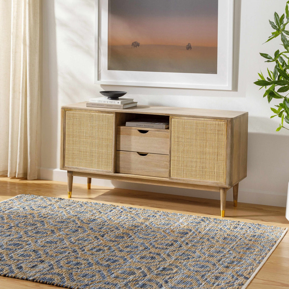 Isaye Contemporary Style Blue Hand Woven Jute Rug - The Rug Decor
