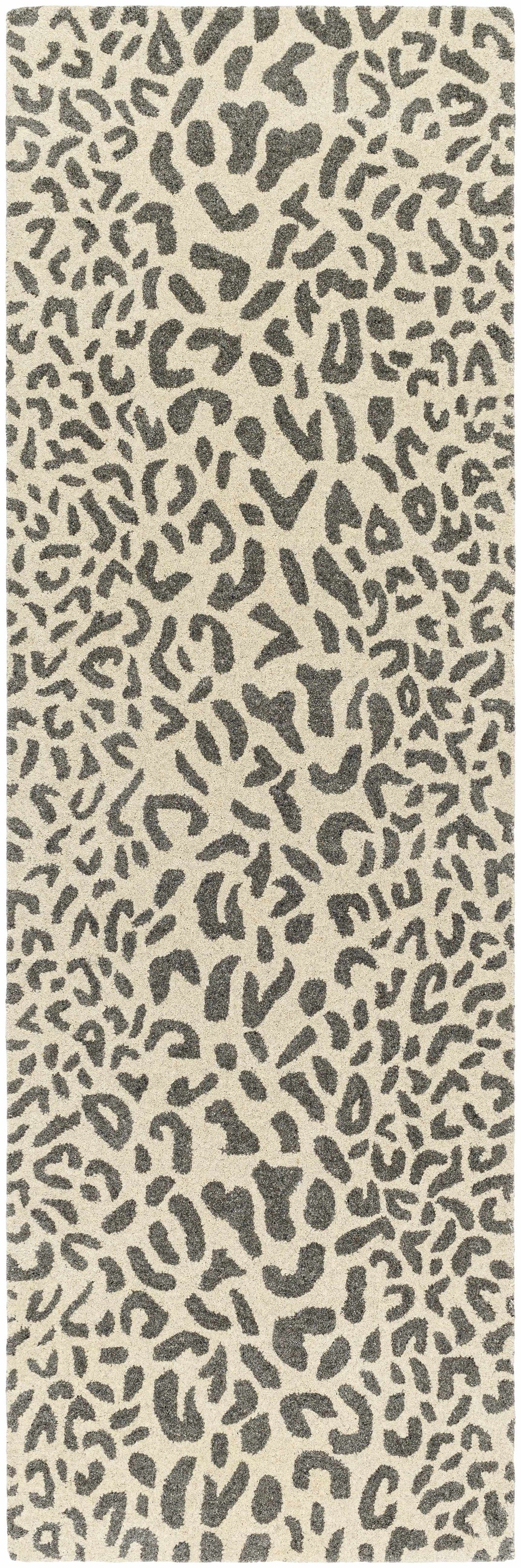Iseul Leopard Print Gray And Beige Hand Tufted Wool Area Rug