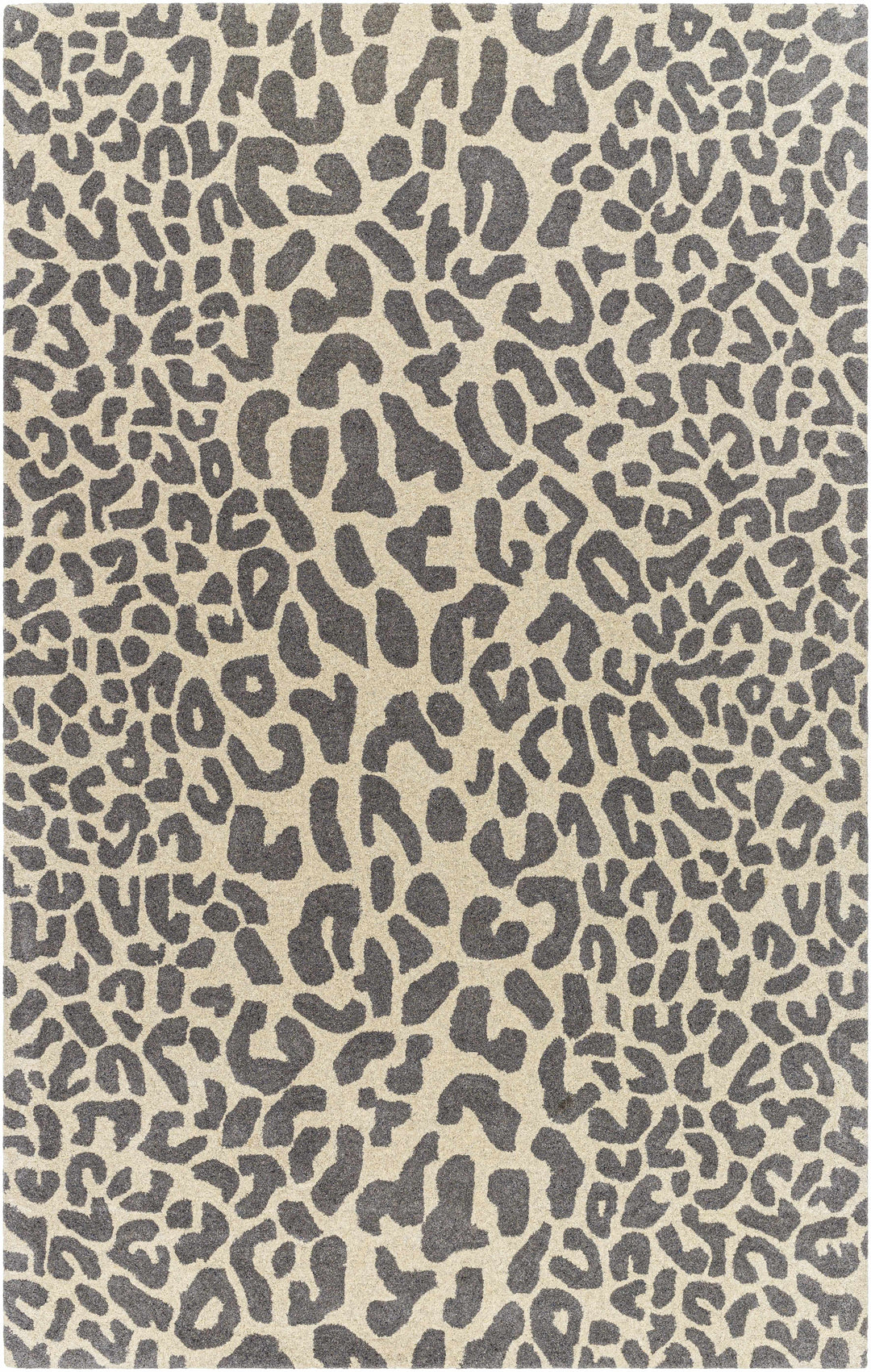 Iseul Leopard Print Gray And Beige Hand Tufted Wool Area Rug