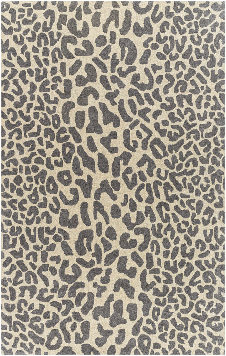 Iseul Leopard Print Gray And Beige Hand Tufted Wool Area Rug