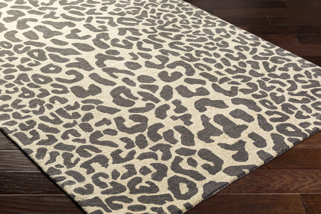 Iseul Leopard Print Gray And Beige Hand Tufted Wool Area Rug
