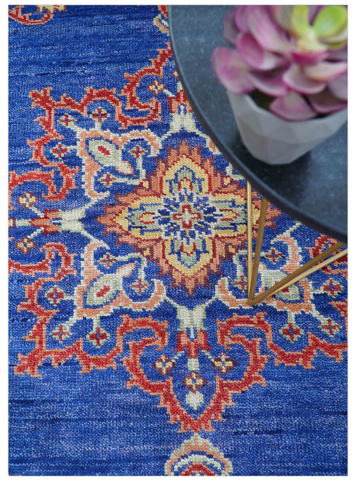 Isfahan Custom Made Traditional Blue And Beige Hand Knotted Wool Rug - The Rug Decor