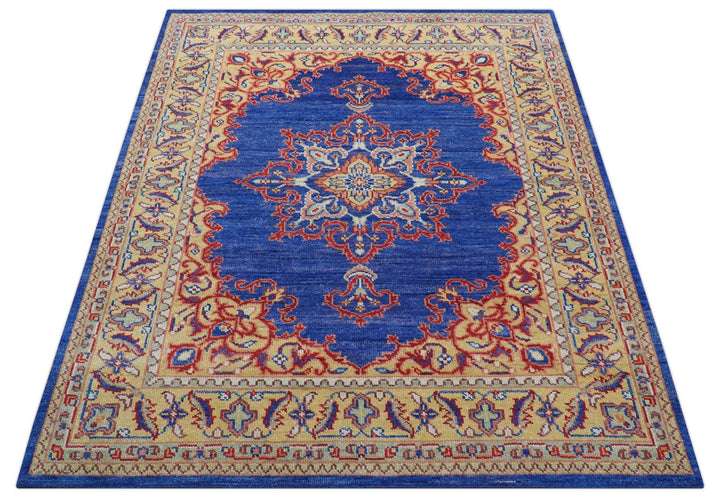 Isfahan Custom Made Traditional Blue And Beige Hand Knotted Wool Rug - The Rug Decor