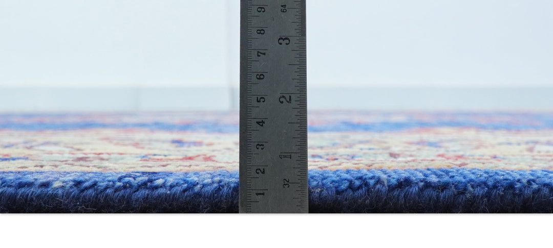 Isfahan Custom Made Traditional Blue And Beige Hand Knotted Wool Rug - The Rug Decor