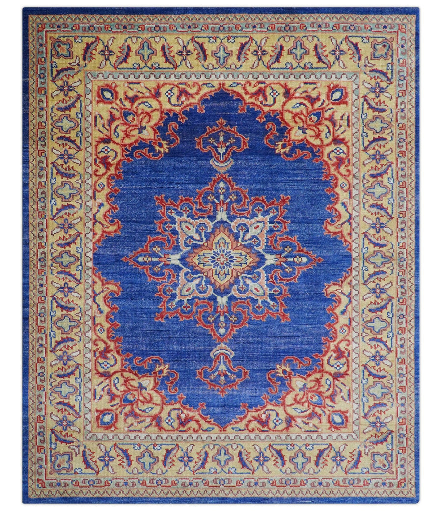 Isfahan Custom Made Traditional Blue And Beige Hand Knotted Wool Rug - The Rug Decor