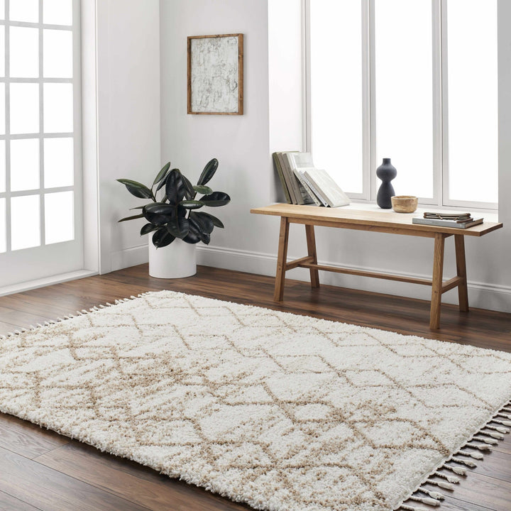 Ishan Contemporary Ivory And Beige Cream Rug - The Rug Decor