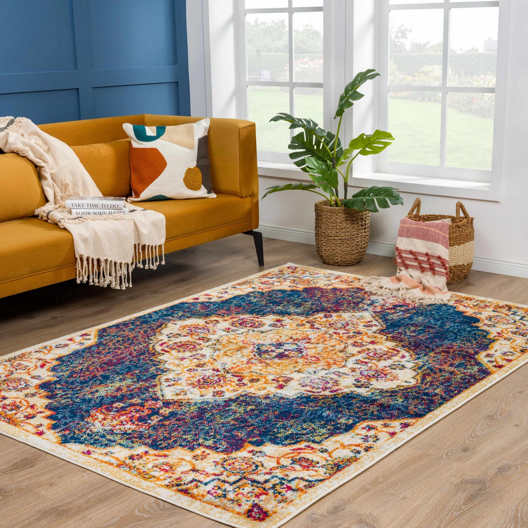 Istanbul Traditional Blue And Ivory Area Rug - The Rug Decor