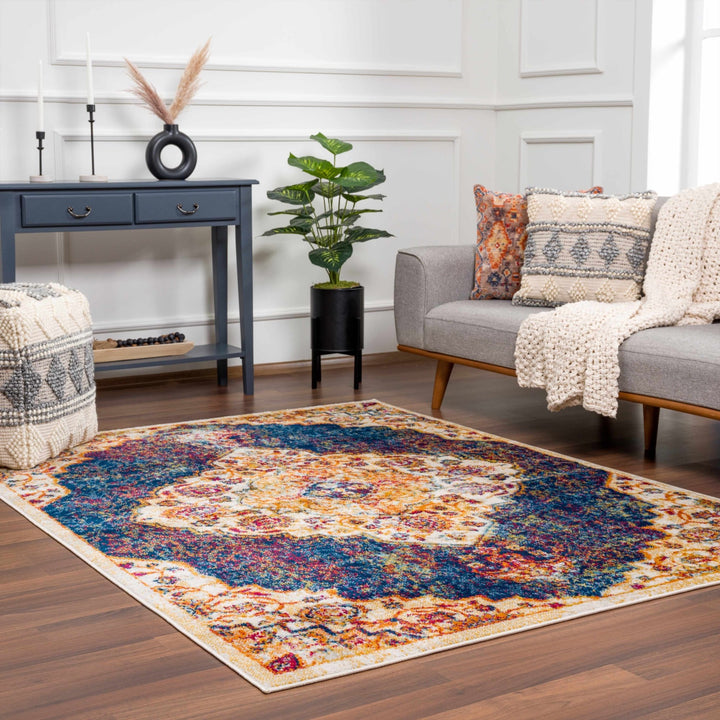 Istanbul Traditional Blue And Ivory Area Rug - The Rug Decor