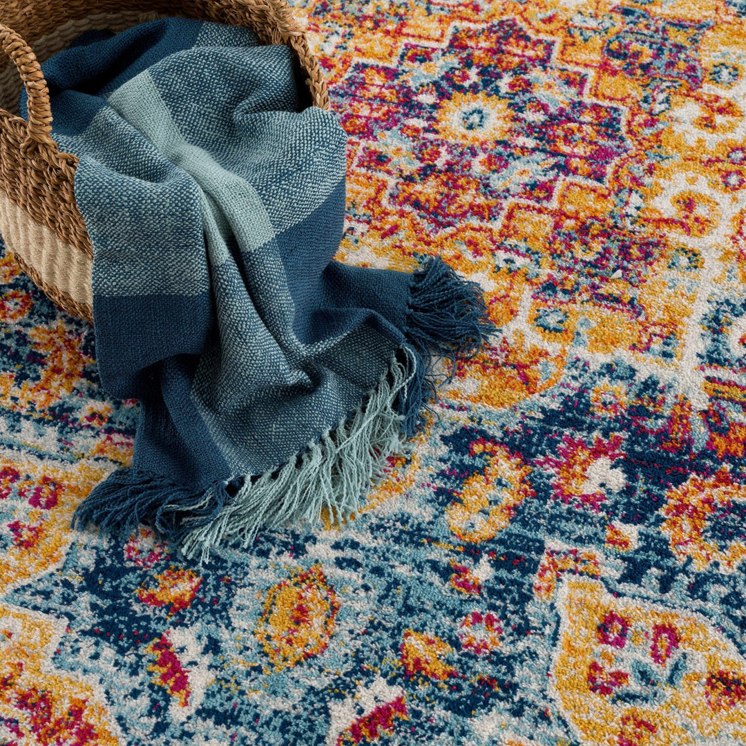Istanbul Traditional Style Blue And Gold Area Rug - The Rug Decor