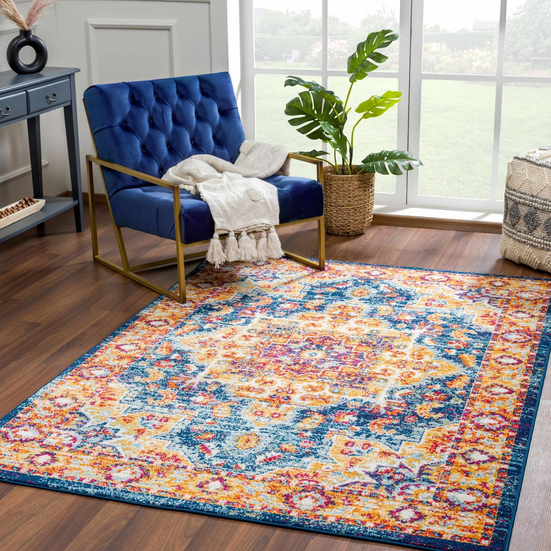 Istanbul Traditional Style Blue And Gold Area Rug - The Rug Decor